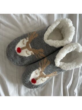 🩵 4/$20 Cozy Womens Gray Reindeer‎ Slippers